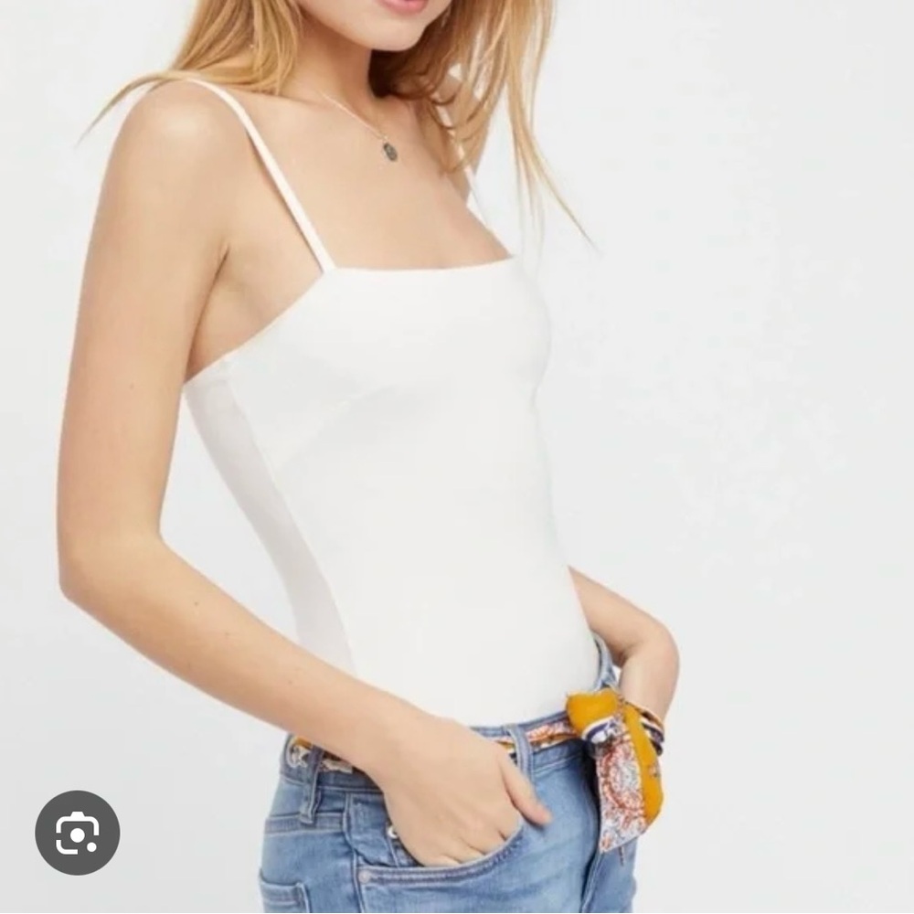 Free People Intimately Square Neck White Bodysuit XS